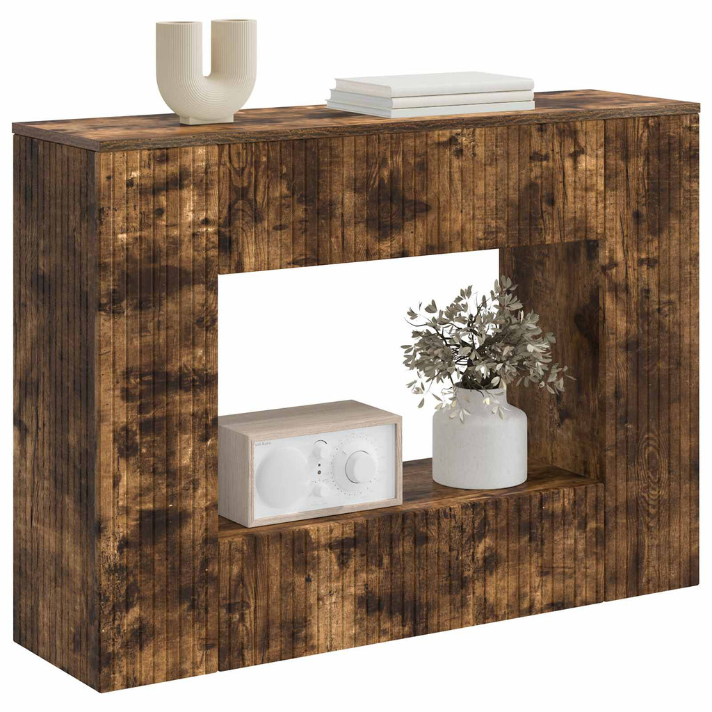 vidaXL Konsola Paski Dąb Wędzony 101 x 29 x 74 cm Drewno inżynieryjne