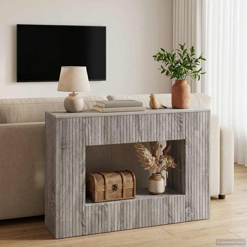 vidaXL Konsola Paski Szary Sonoma 101 x 29 x 74 cm Drewno inżynieryjne