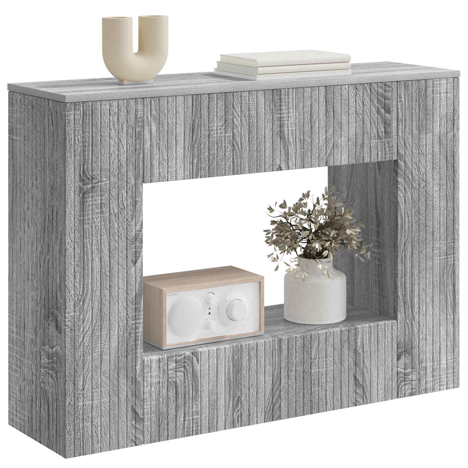 vidaXL Konsola Paski Szary Sonoma 101 x 29 x 74 cm Drewno inżynieryjne
