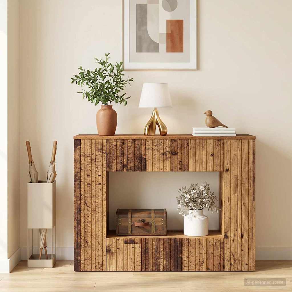 vidaXL Konsola Paski Stare drewno 101 x 29 x 74 cm Drewno inżynieryjne