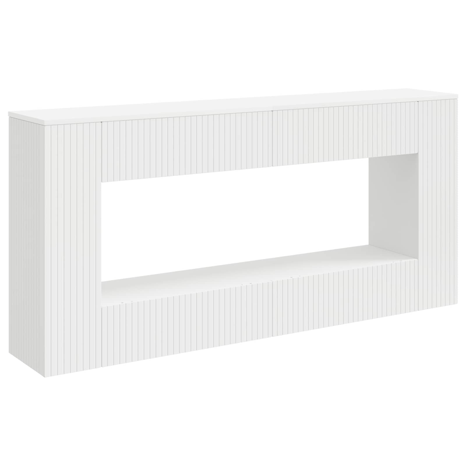 vidaXL Konsola Paski Biały 155 x 29 x 74 cm Drewno inżynieryjne