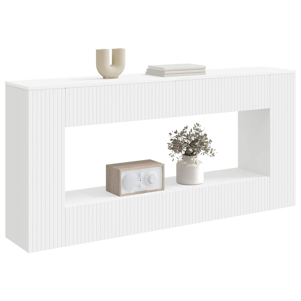 vidaXL Konsola Paski Biały 155 x 29 x 74 cm Drewno inżynieryjne