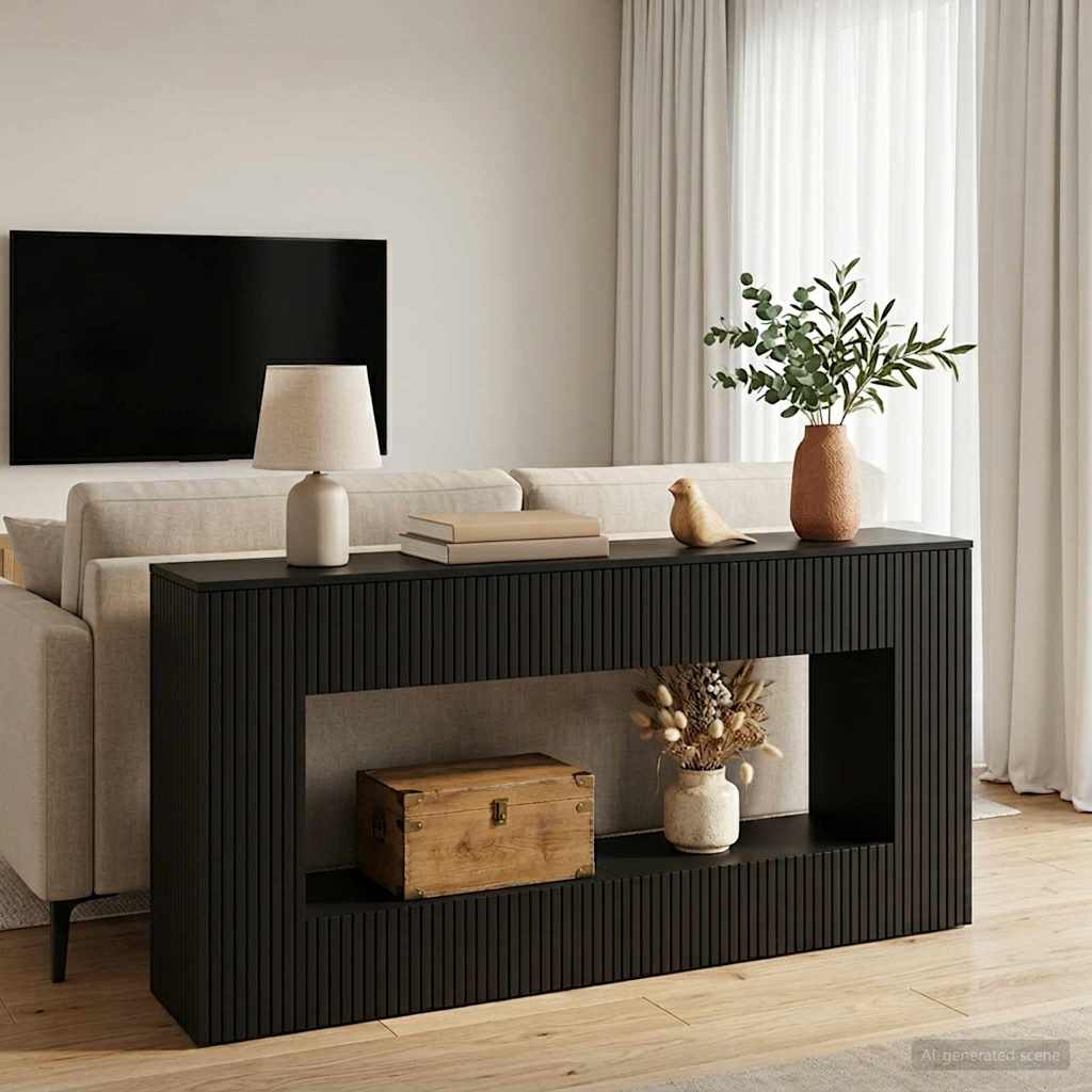 vidaXL Konsola Czarny 155 x 29 x 74 cm Drewno inżynieryjne
