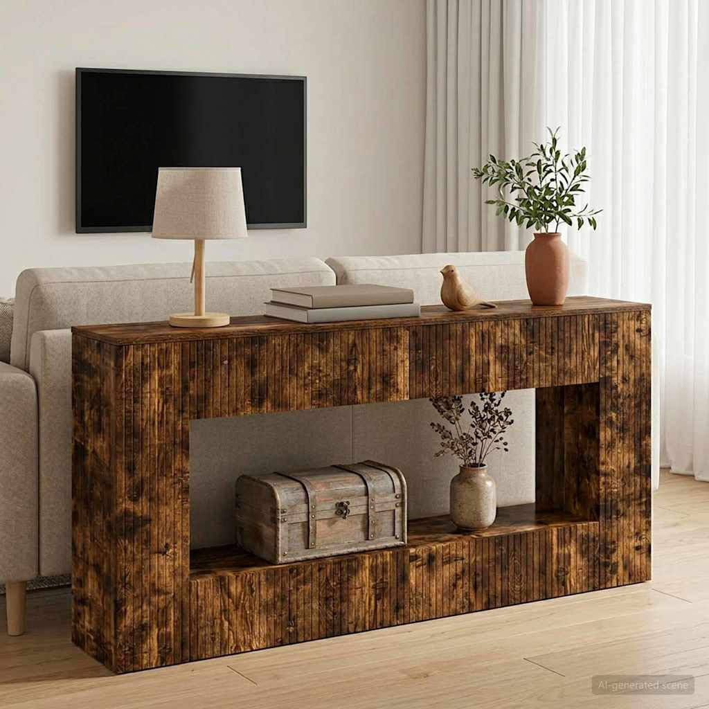 vidaXL Konsola Paski Dąb Wędzony 155 x 29 x 74 cm Drewno inżynieryjne