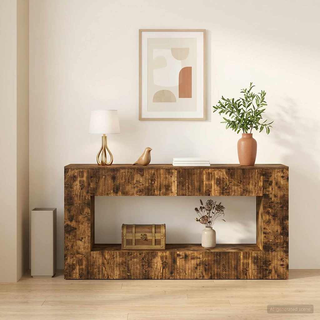 vidaXL Konsola Paski Dąb Wędzony 155 x 29 x 74 cm Drewno inżynieryjne