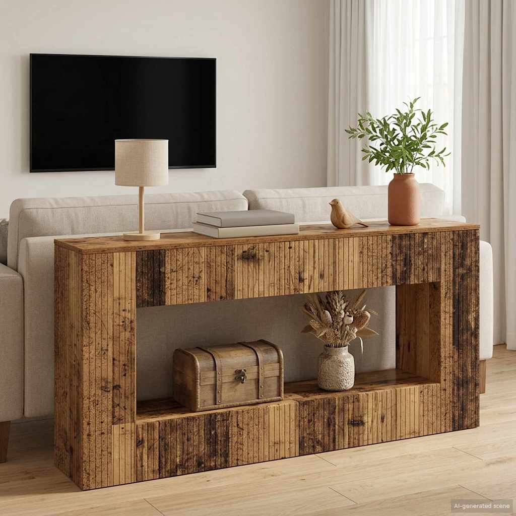 vidaXL Konsola Paski Stare drewno 155 x 29 x 74 cm Drewno inżynieryjne