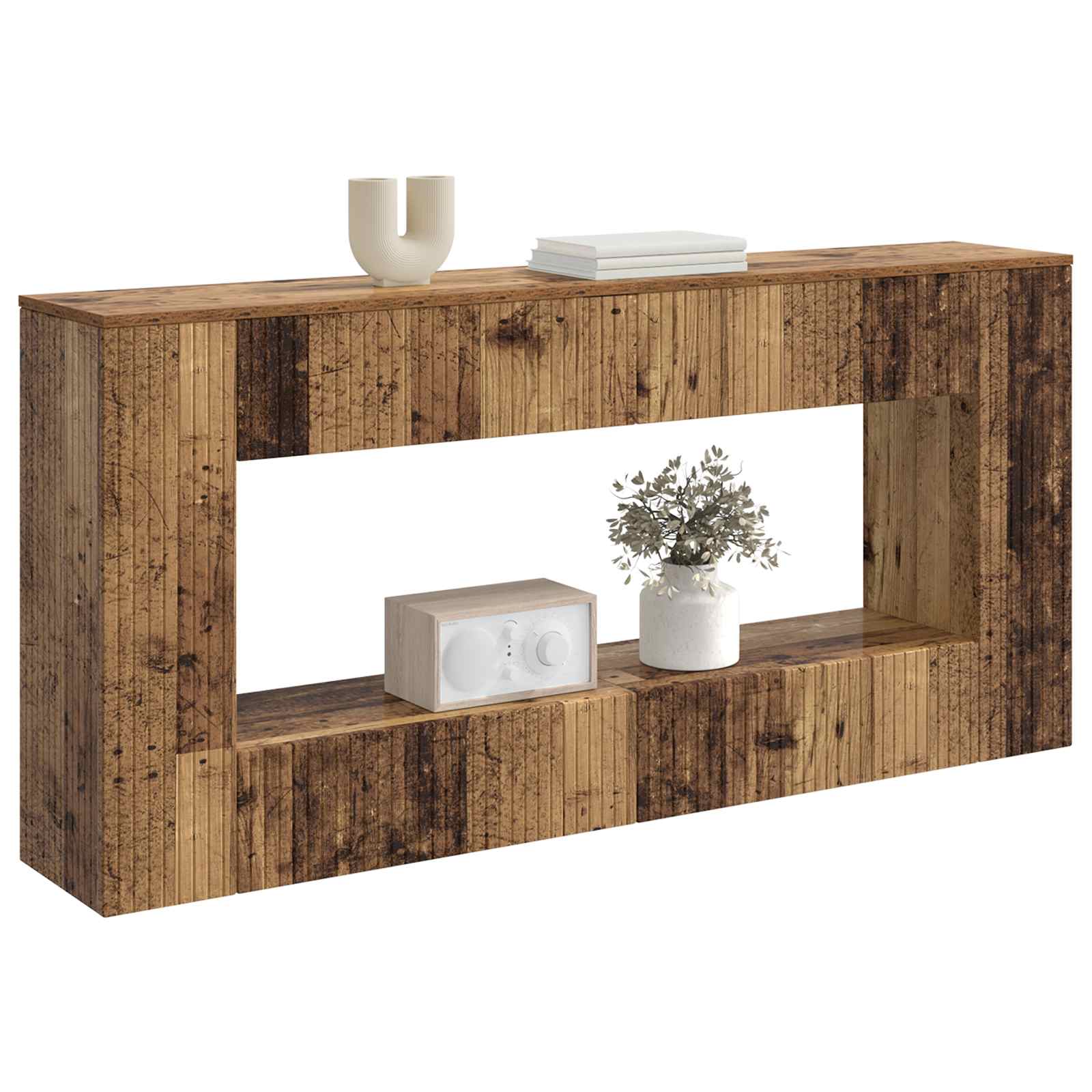 vidaXL Konsola Paski Stare drewno 155 x 29 x 74 cm Drewno inżynieryjne