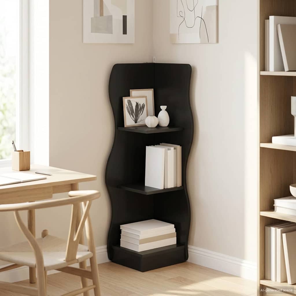 vidaXL Półka narożna Czarny 34 x 33 x 102 cm Drewno inżynieryjne