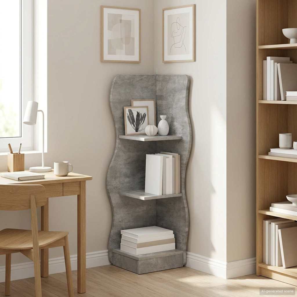 vidaXL Półka narożna z półką Betonowy szary 34 x 33 x 102 cm
