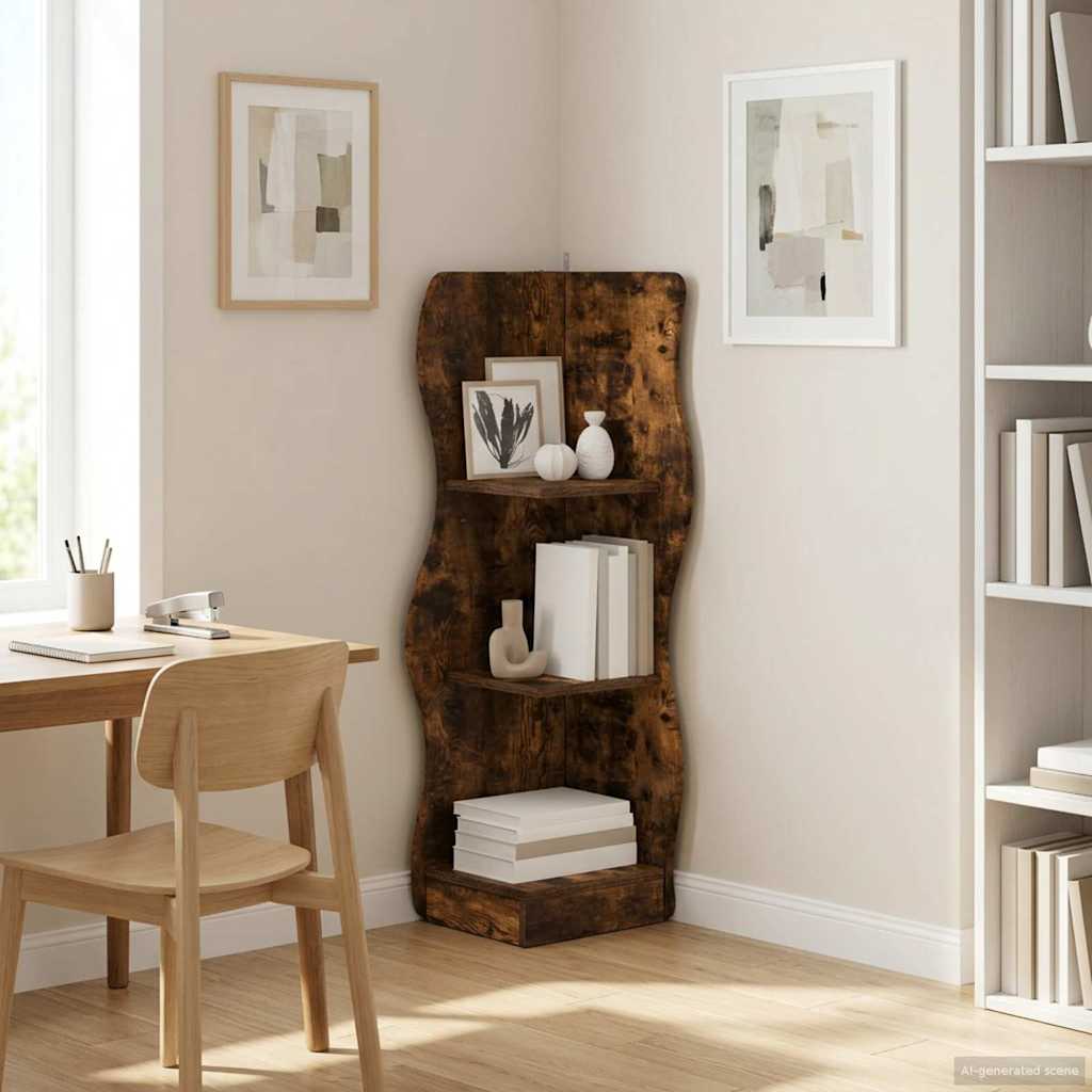 vidaXL Półka narożna Dąb wędzony 34 x 33 x 102 cm Drewno inżynieryjne
