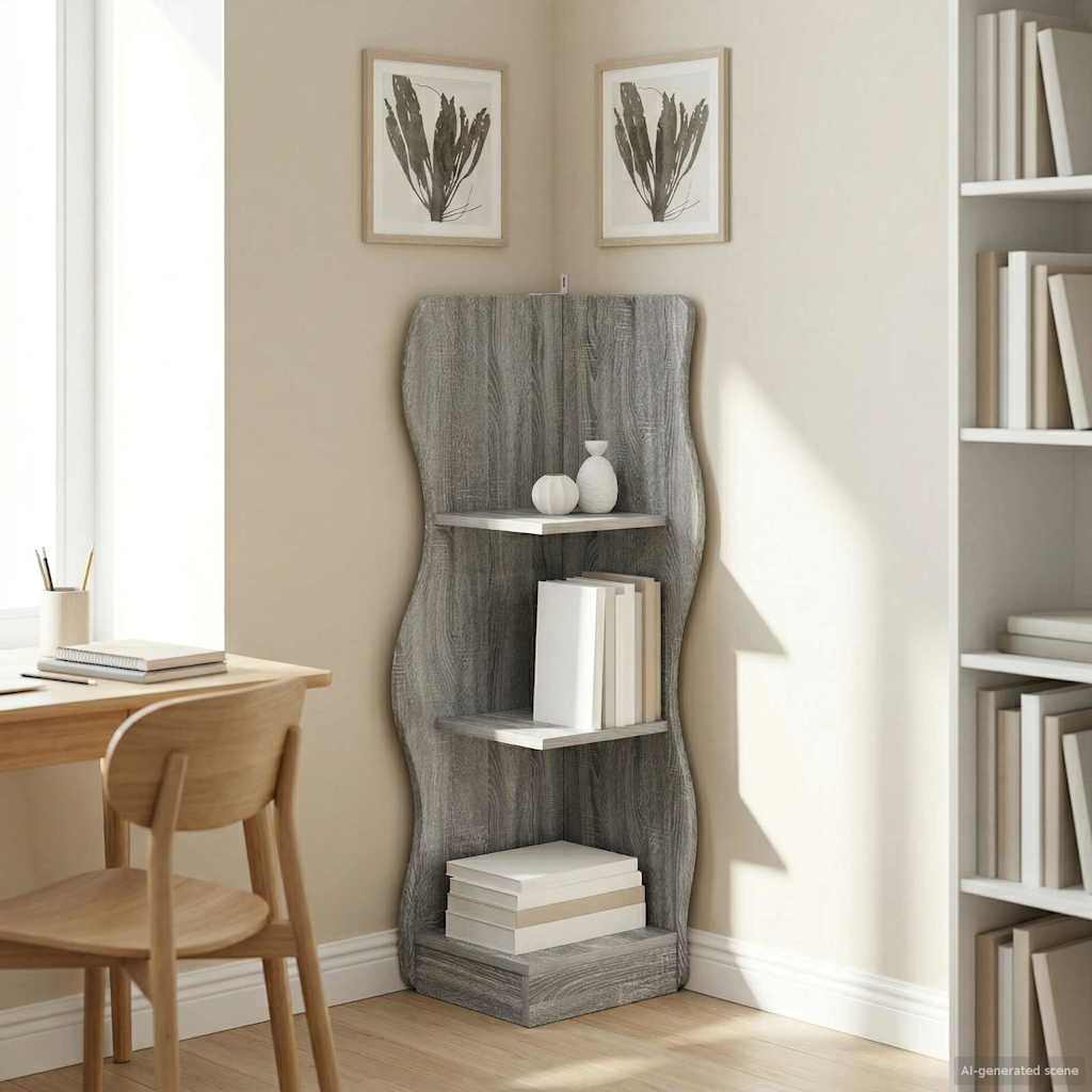 vidaXL Półka narożna Szary Sonoma 34 x 33 x 102 cm Drewno inżynieryjne