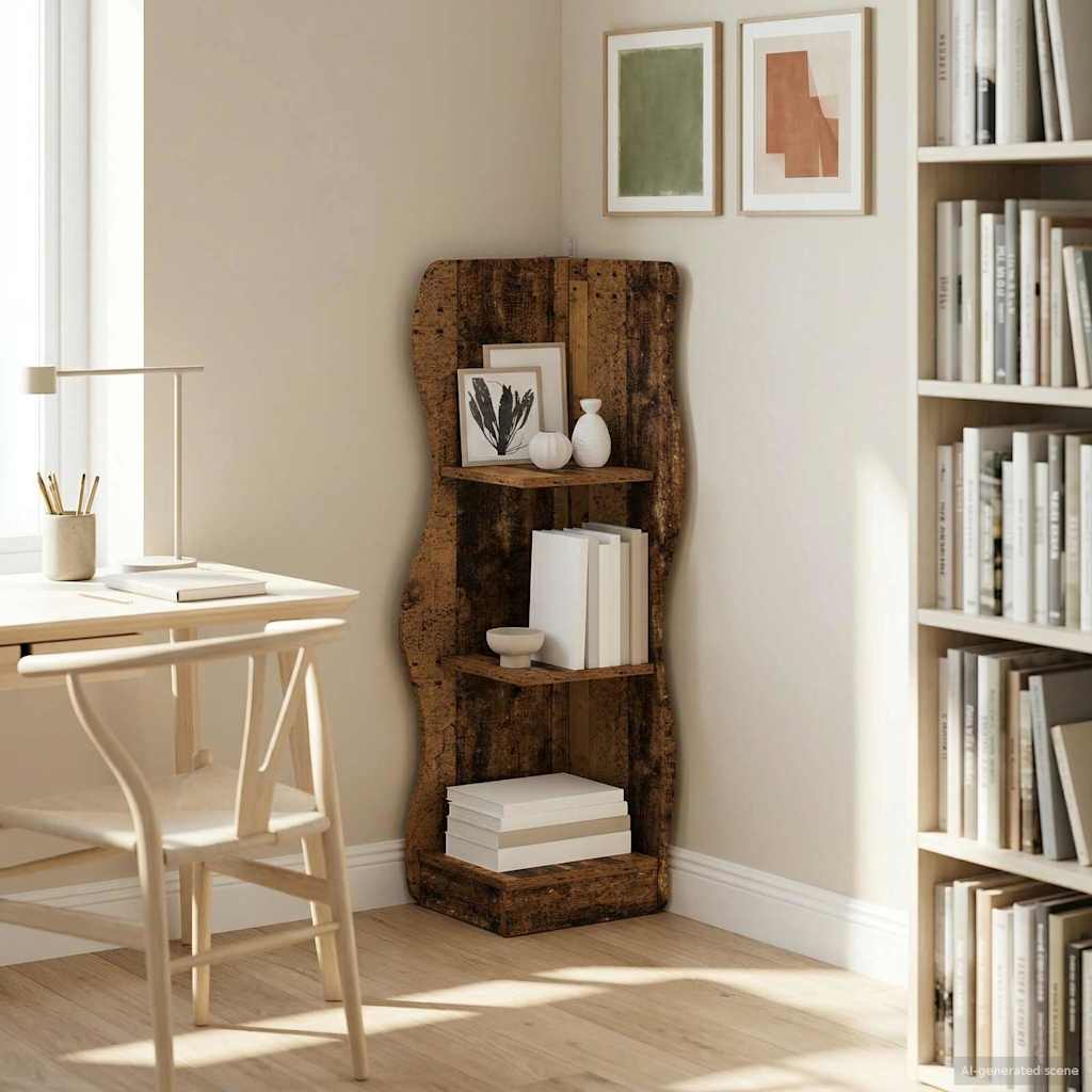 vidaXL Półka narożna Stare drewno 34 x 33 x 102 cm Drewno inżynieryjne