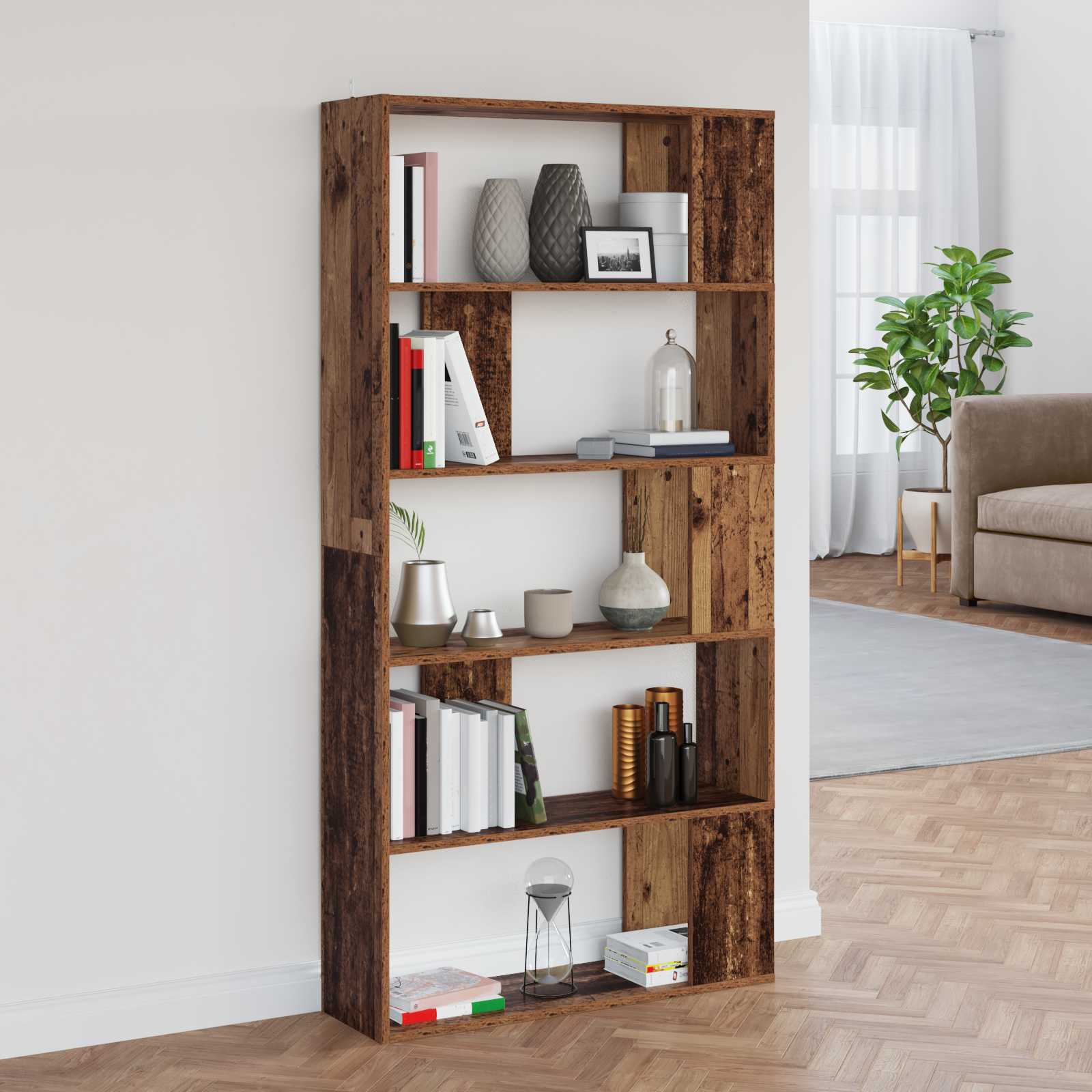 vidaXL Szafka na książki Stare drewno 80 x 24 x 159 cm