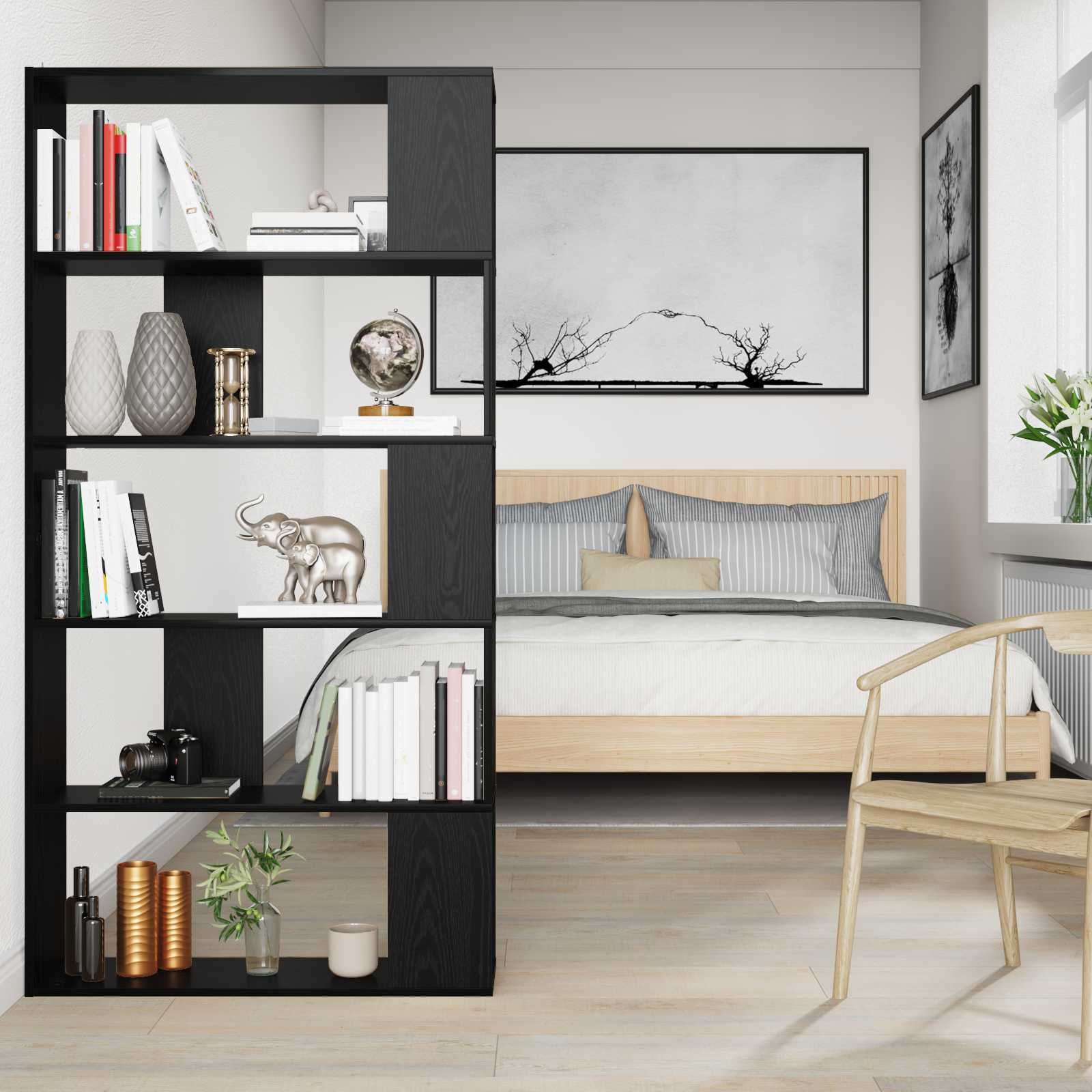 vidaXL Szafka na książki Czarny Dąb 80 x 24 x 159 cm