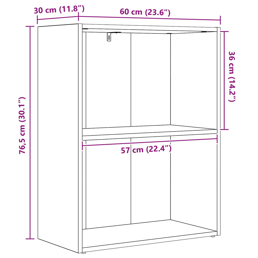 vidaXL Półka na książki Czarny Dąb 60 x 30 x 76.5 cm
