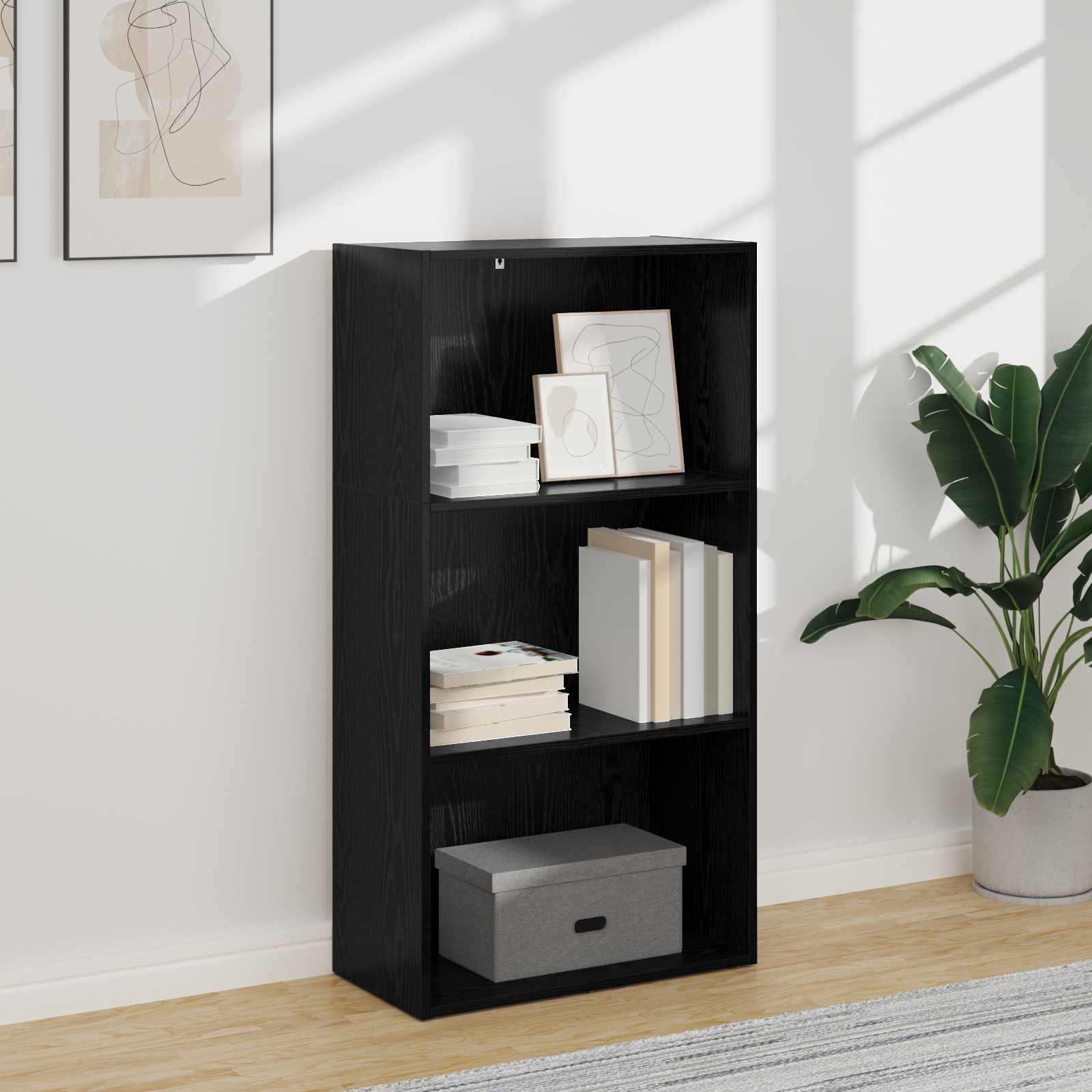 vidaXL Półka na książki Czarny Dąb 60 x 30 x 114 cm