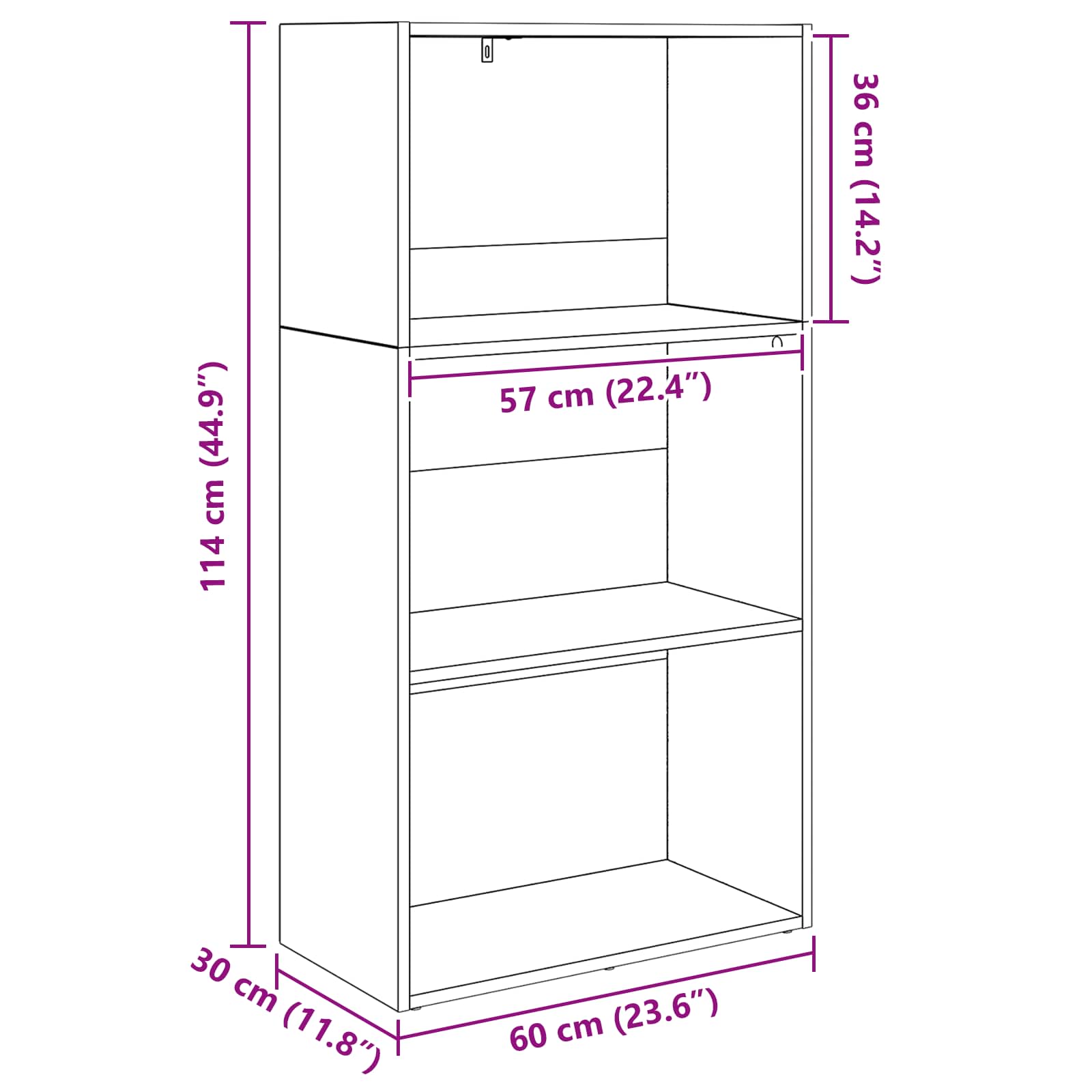 vidaXL Półka na książki Czarny Dąb 60 x 30 x 114 cm
