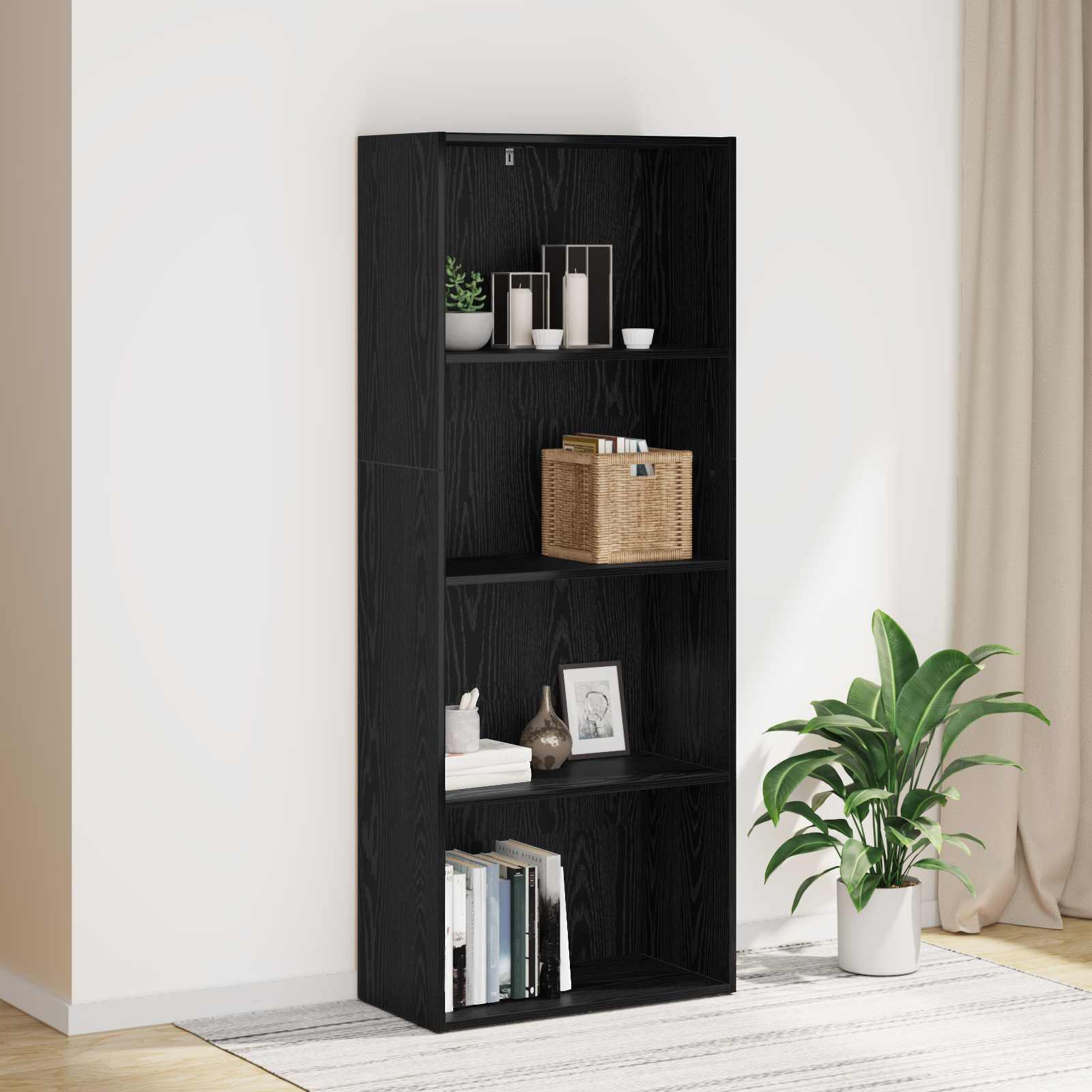 vidaXL Wolnostojąca półka na książki Czarny Dąb 60 x 30 x 151,5 cm