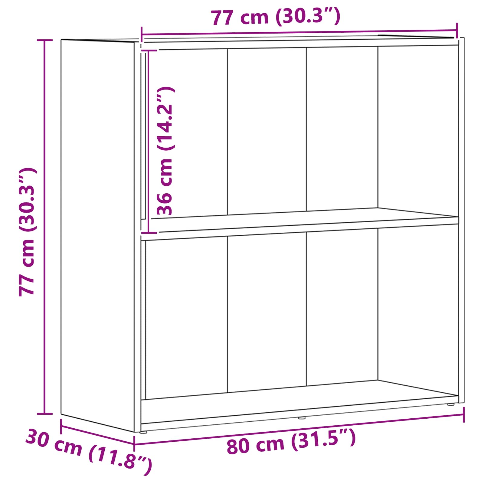 vidaXL Półka na książki Czarny Dąb 80 x 30 x 76,5 cm