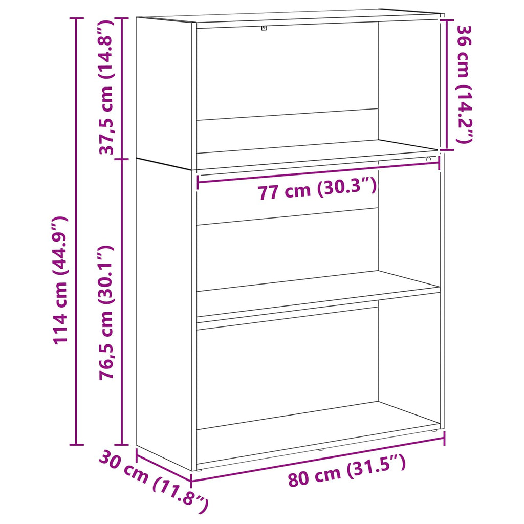vidaXL Półka na książki Czarny Dąb 80 x 30 x 114 cm