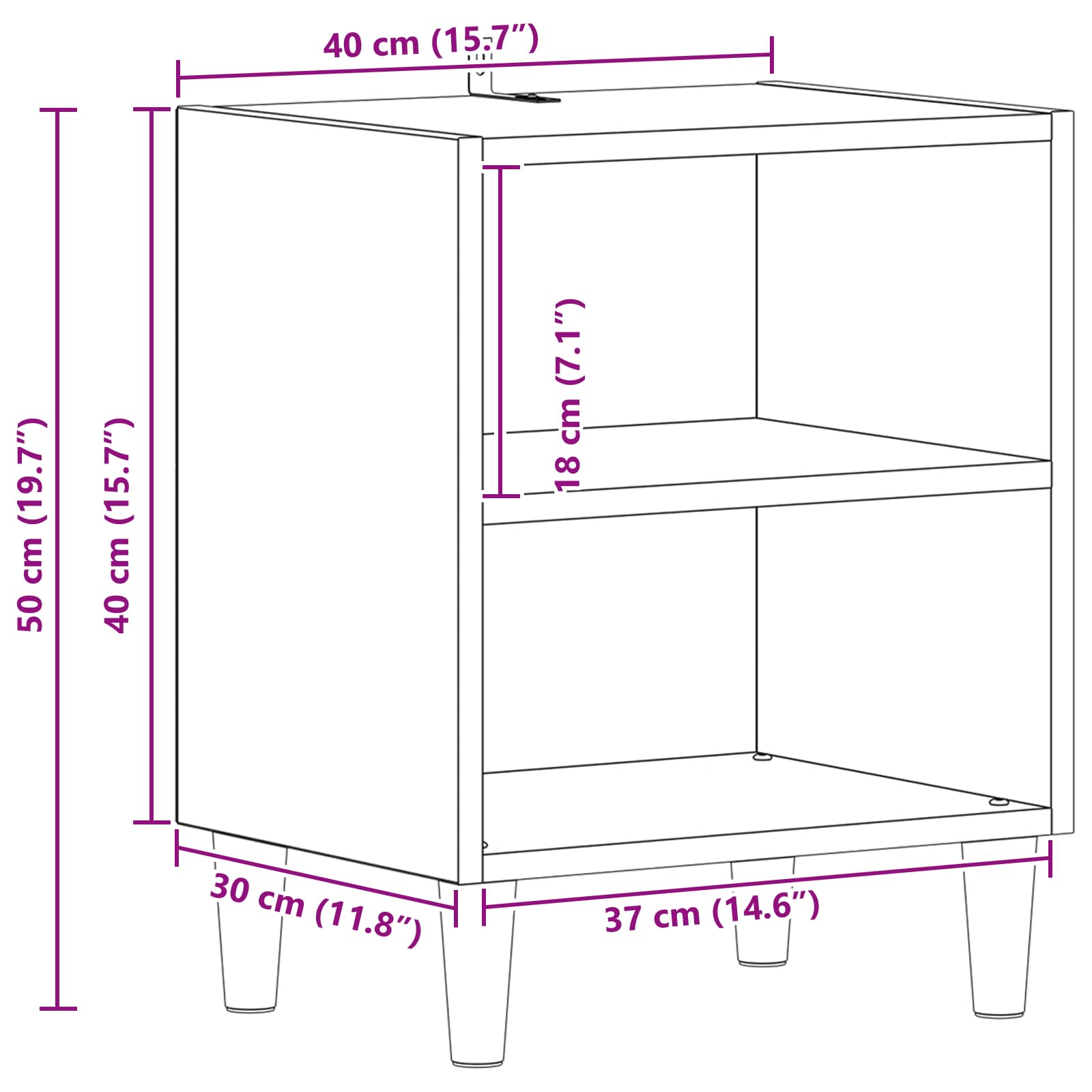 vidaXL Szafka pod łóżko 2 pcs Czarny Dąb 40 x 30 x 50 cm