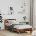 vidaXL Ramka łóżka Stare drewno 98,5 x 200 cm Materiał drewnopochodny