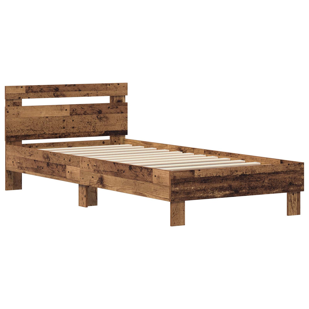 vidaXL Ramka łóżka Stare drewno 98,5 x 200 cm Materiał drewnopochodny