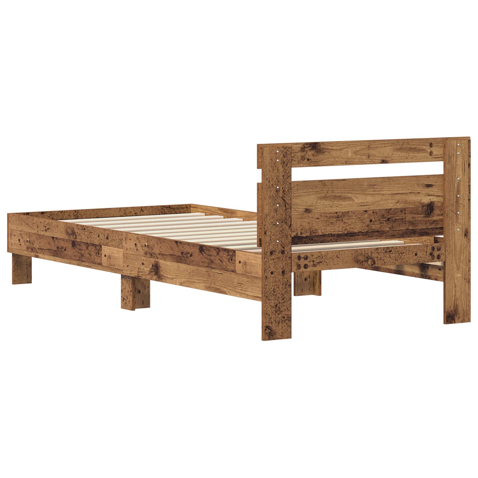 vidaXL Ramka łóżka Stare drewno 98,5 x 200 cm Materiał drewnopochodny