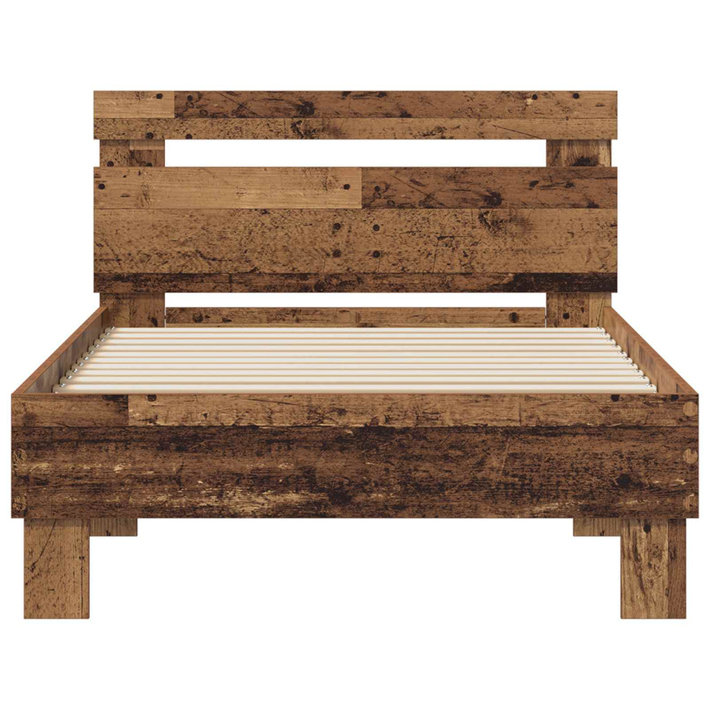 vidaXL Ramka łóżka Stare drewno 98,5 x 200 cm Materiał drewnopochodny