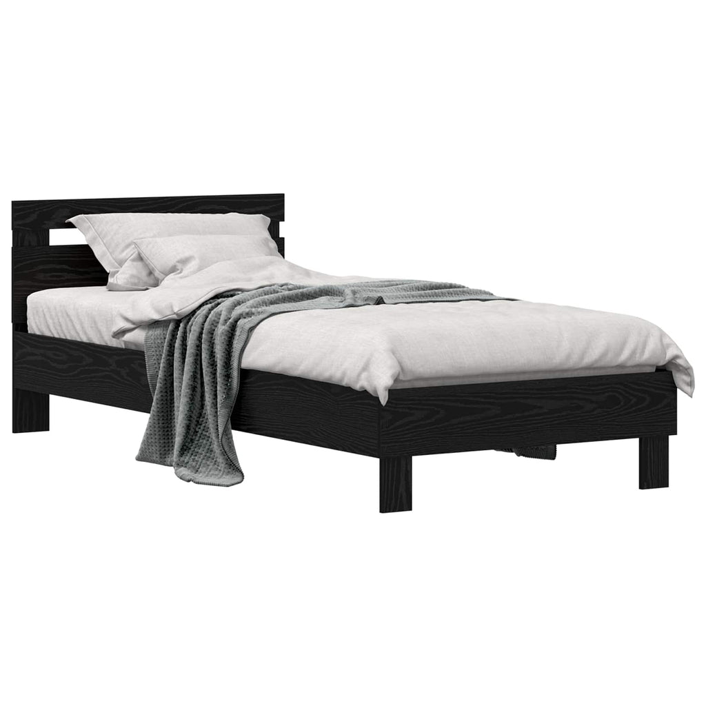 vidaXL Ramka łóżka Czarny Dąb 98,5 x 200 cm Materiał drewnopochodny