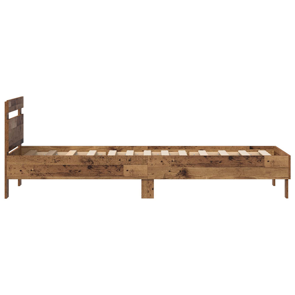 vidaXL Ramka łóżka Stare drewno 75 x 190 cm Materiał drewnopochodny