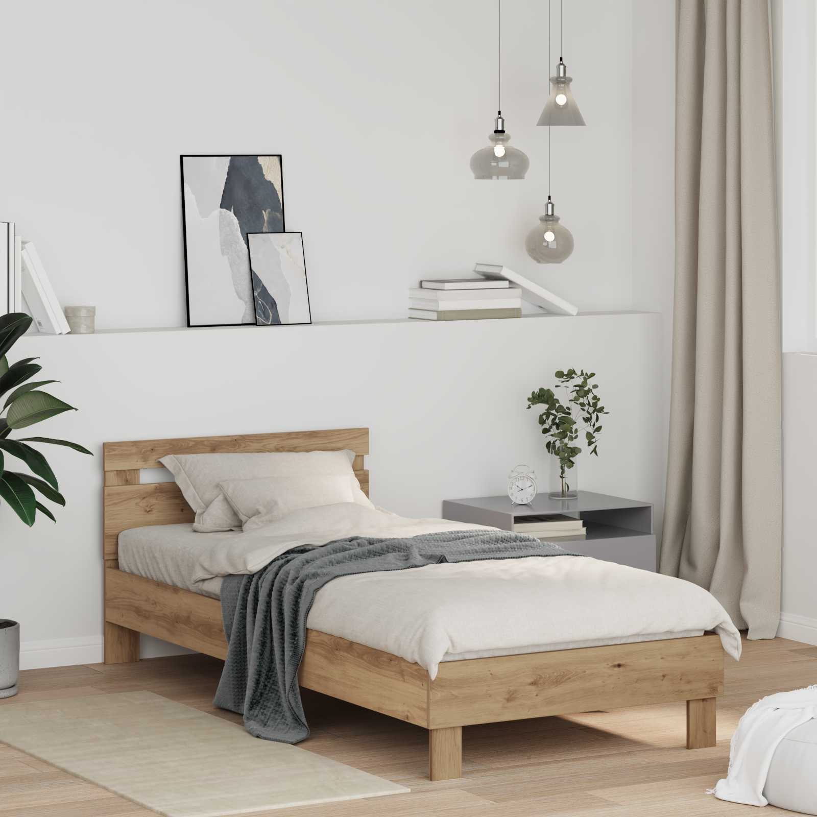 vidaXL Ramka łóżka Dąb rzemieślniczy 75 x 190 cm