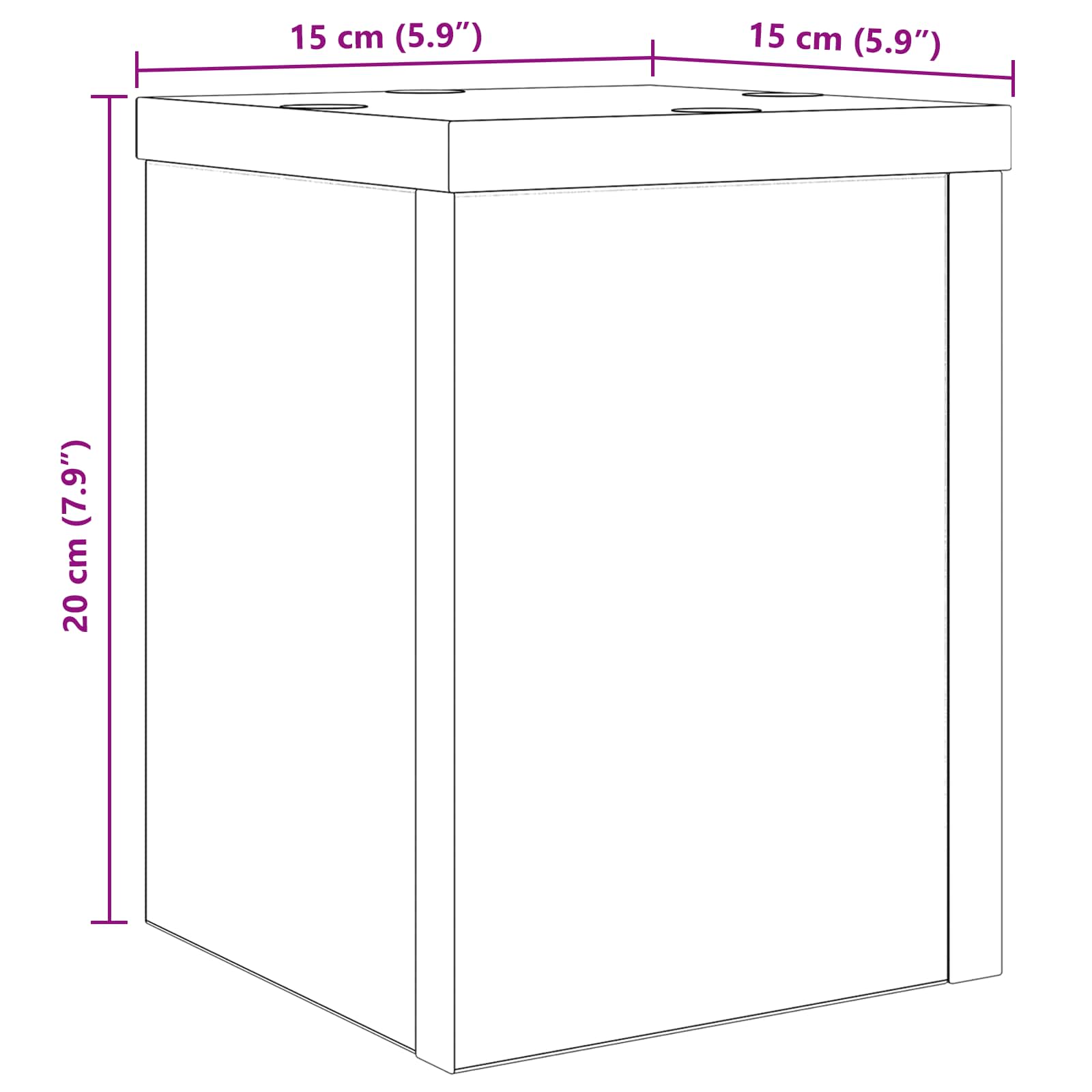 vidaXL Stojak na rośliny 2 pcs Czarny Dąb 15 x 15 x 20 cm