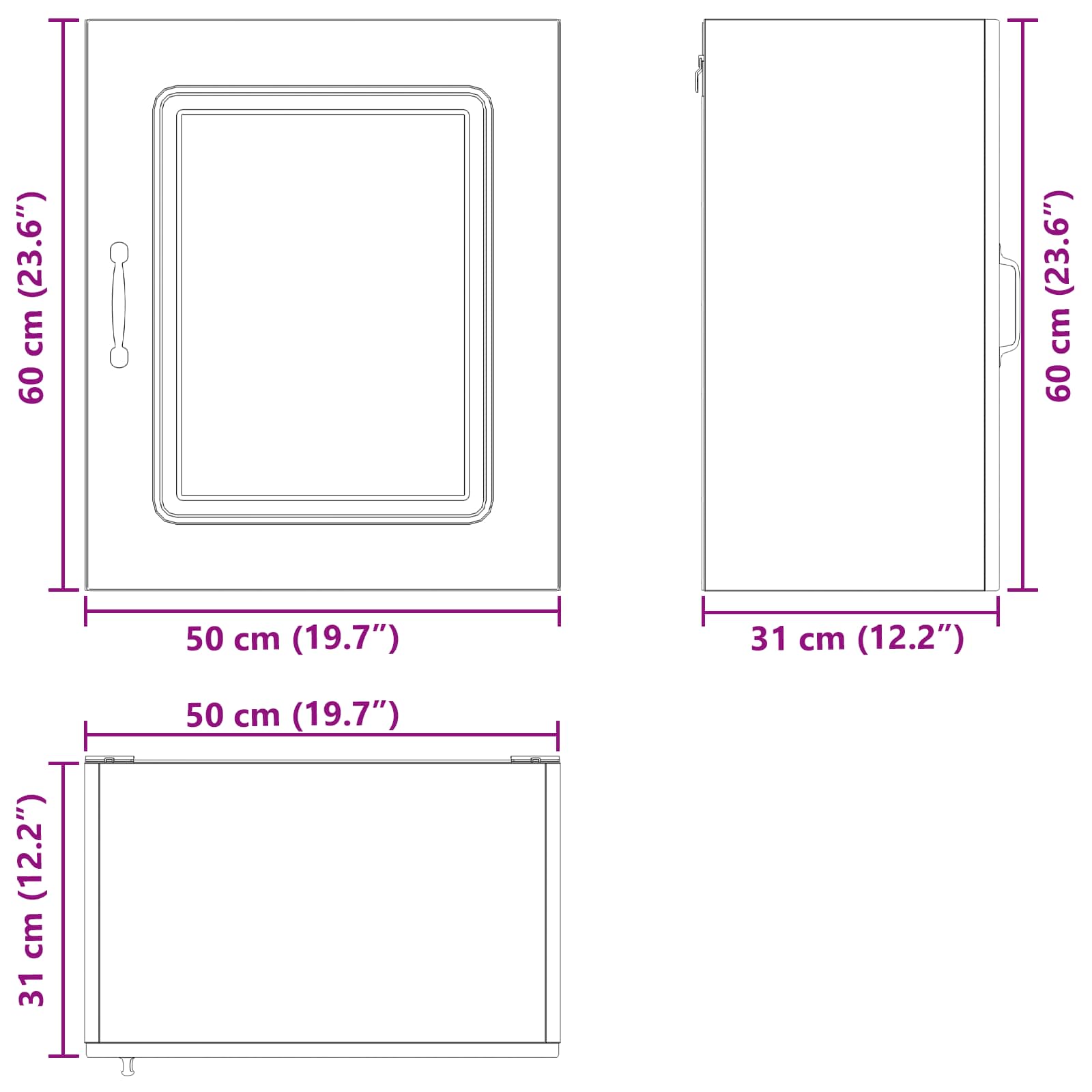 vidaXL Front do zmywarki Kalmar Czarny Dąb 50 x 31 x 60 cm