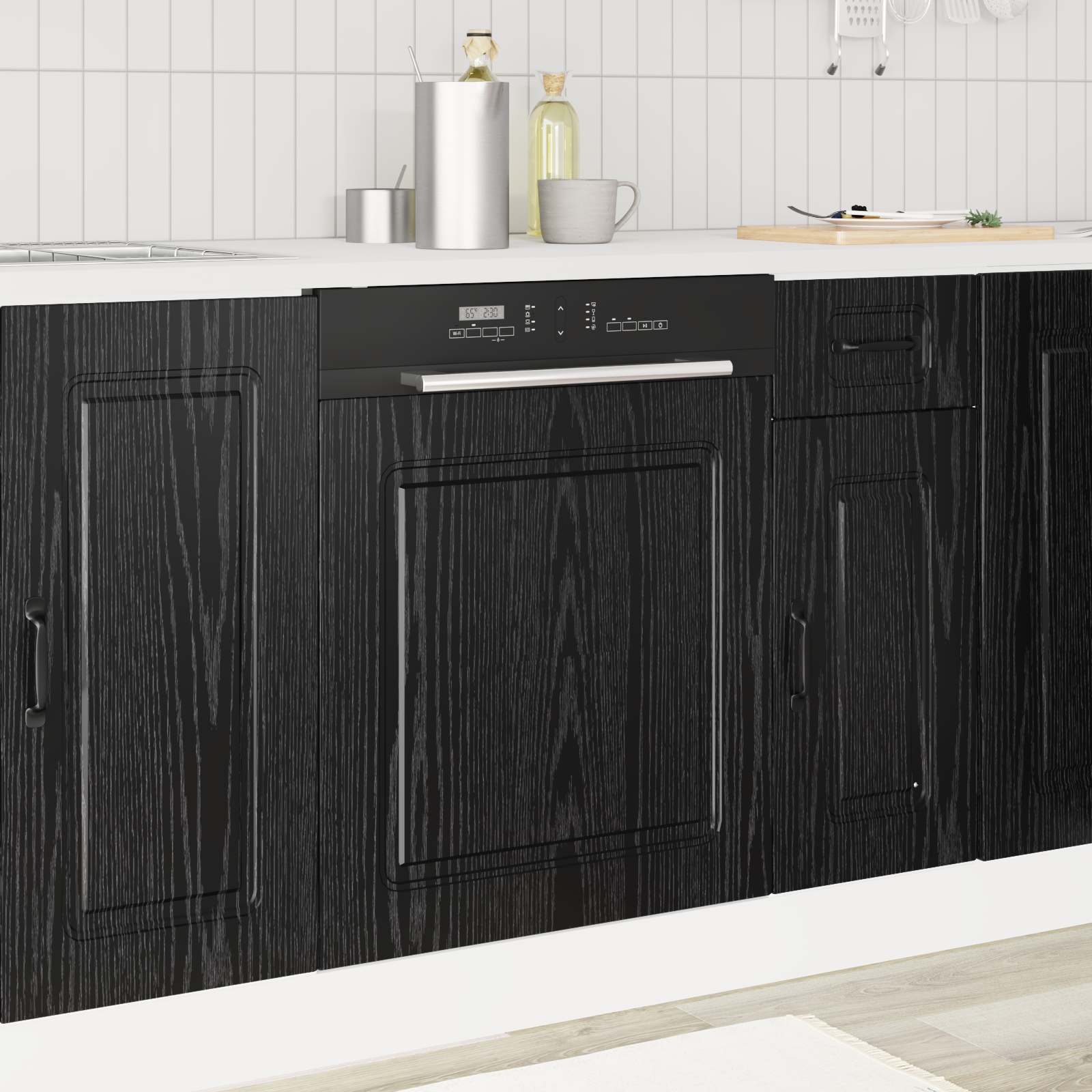 vidaXL Front do zmywarki Kalmar Czarny Dąb 60 x 1,5 x 57 cm