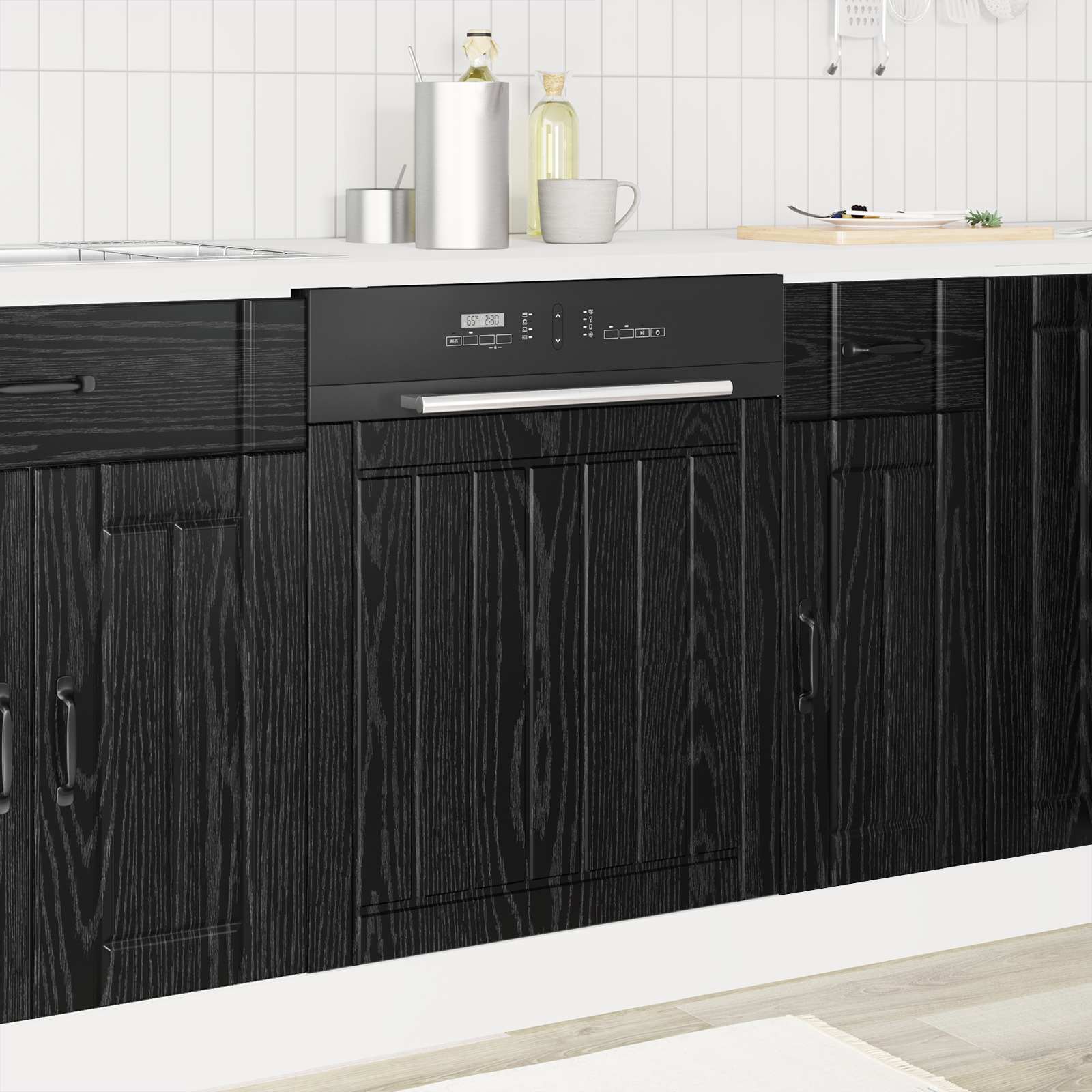 vidaXL Front do zmywarki LUCCA Czarny dąb 60 x 1,5 x 57 cm