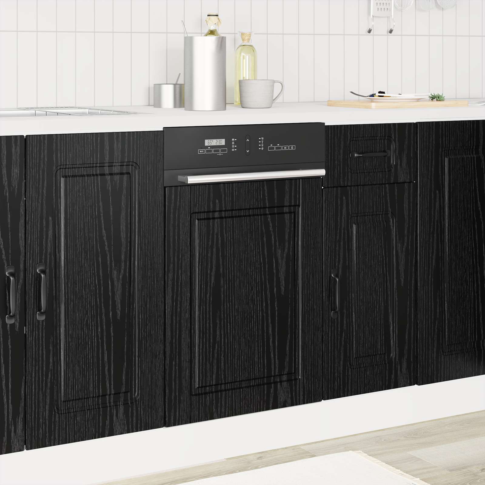 vidaXL Front do zmywarki PORTO Czarny Dąb 45 x 1,5 x 57 cm
