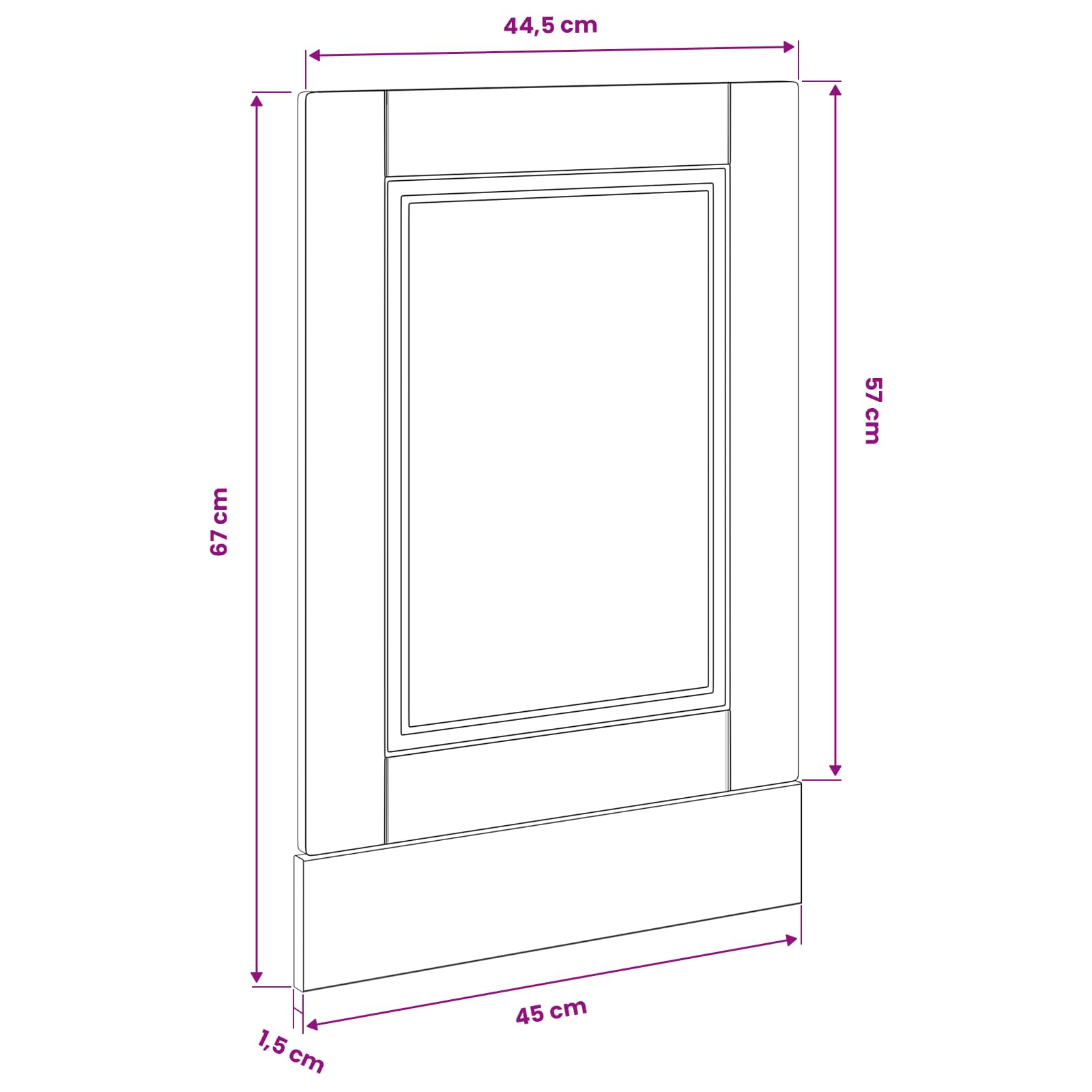 vidaXL Front do zmywarki PORTO Czarny Dąb 45 x 1,5 x 57 cm
