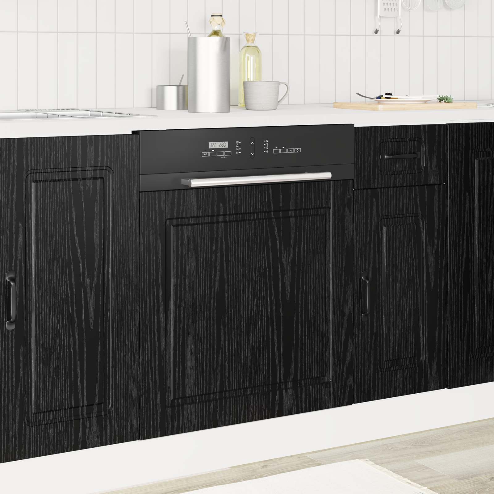 vidaXL Front do zmywarki PORTO Czarny Dąb 60 x 1,5 x 57 cm