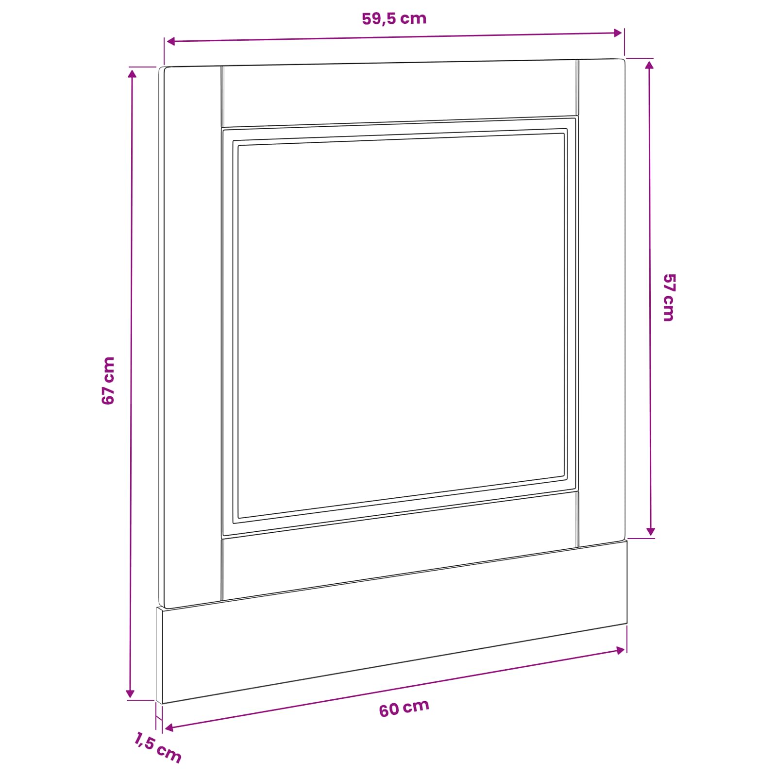vidaXL Front do zmywarki PORTO Czarny Dąb 60 x 1,5 x 57 cm