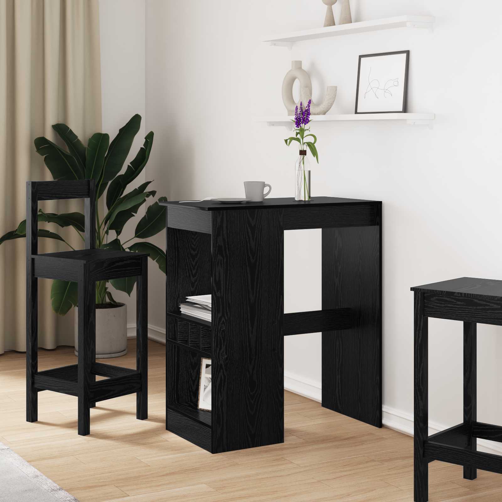 vidaXL Stół barowy z półką Czarny Dąb 90 x 47.5 x 103.5 cm