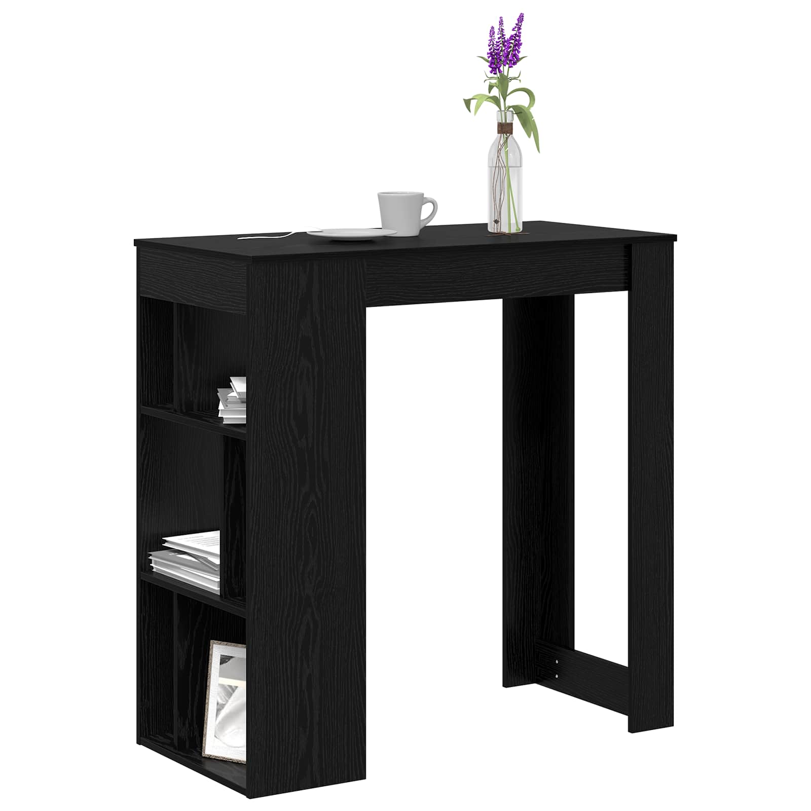 vidaXL Stół barowy z półką Czarny Dąb 102 x 50 x 103,5 cm