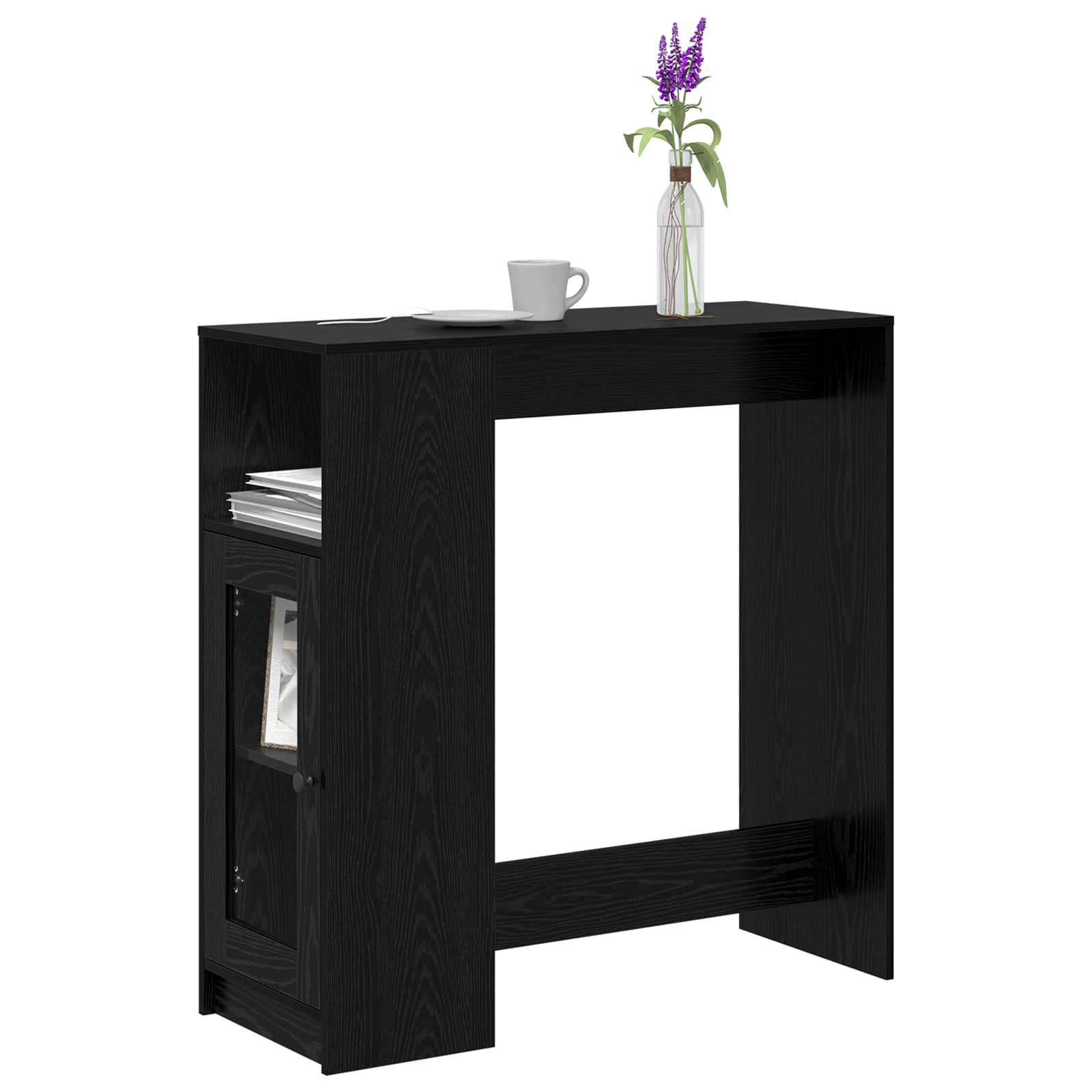 vidaXL Stół barowy z półką Czarny Dąb 101 x 40 x 103,5 cm
