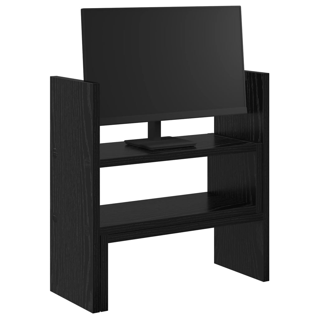 vidaXL Podstawka na biurko pod monitor Czarny Dąb 40 x 17 x 41 cm