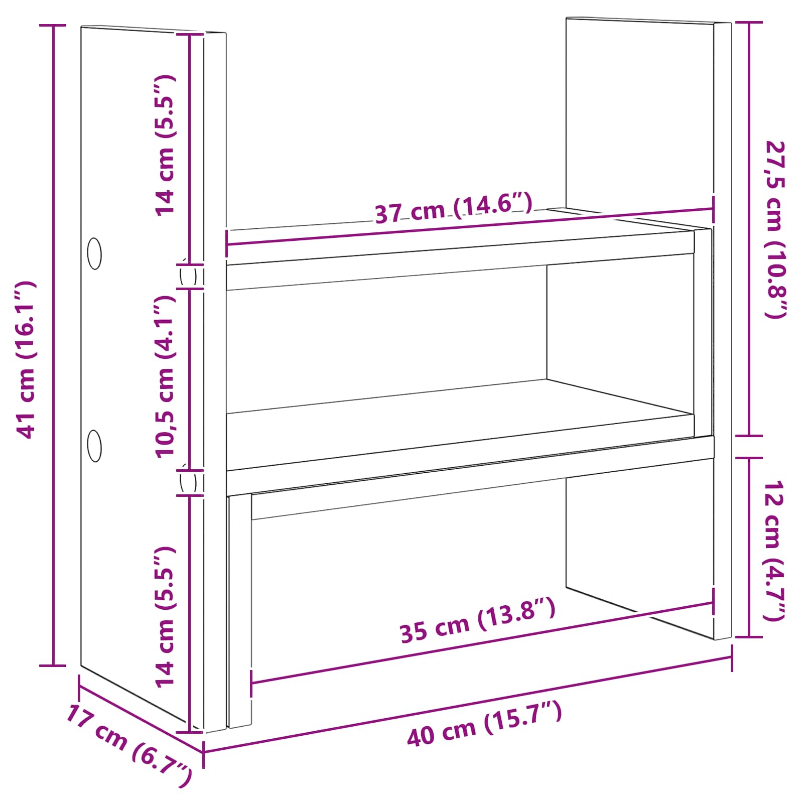 vidaXL Podstawka na biurko pod monitor Czarny Dąb 40 x 17 x 41 cm