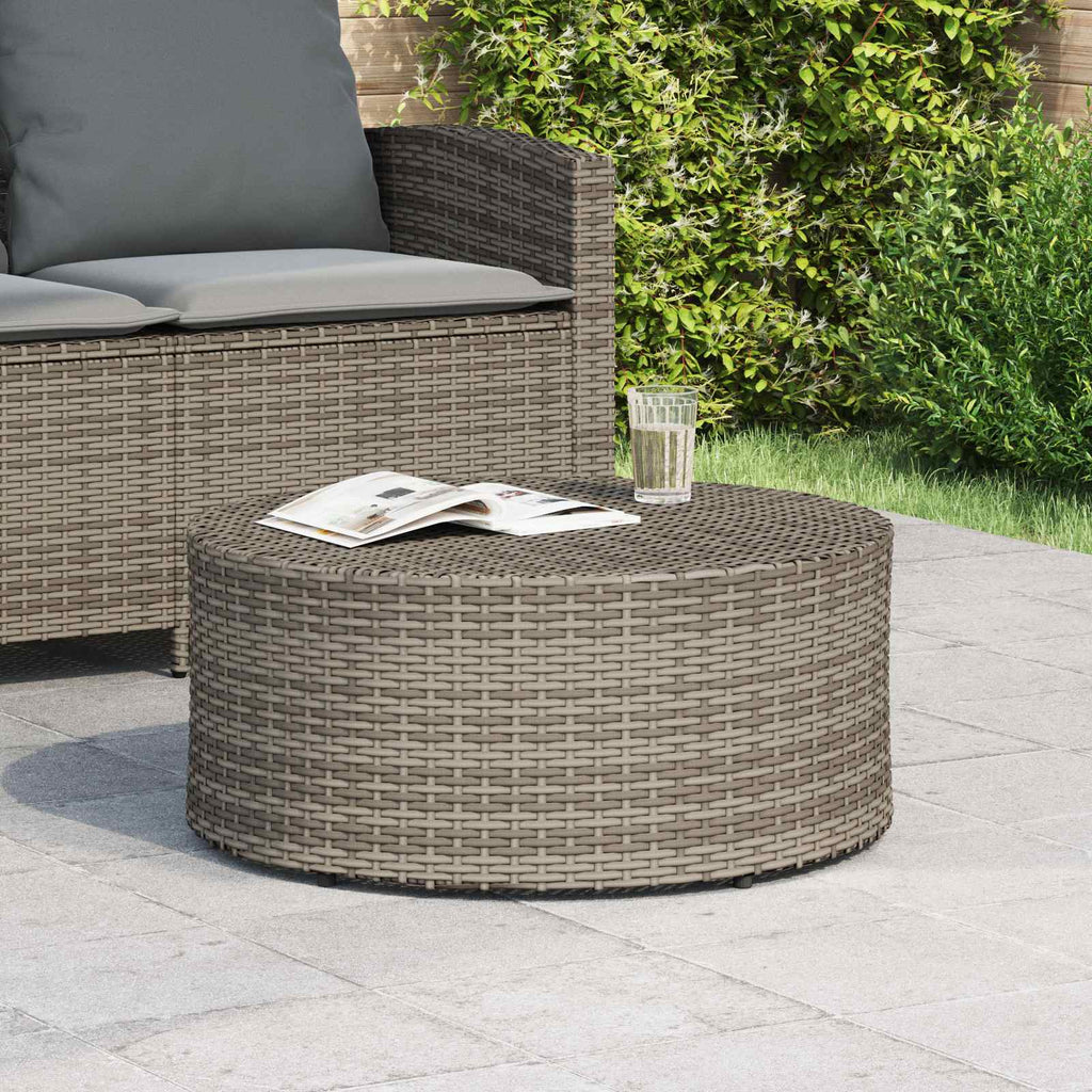 vidaXL Zewnętrzny stół kawowy Szary Ø 68 x 30 cm polirattan