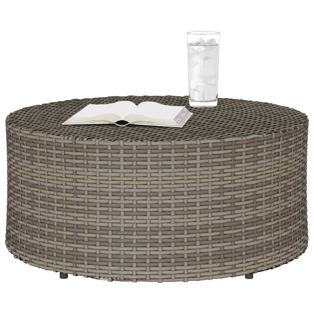 vidaXL Zewnętrzny stół kawowy Szary Ø 68 x 30 cm polirattan
