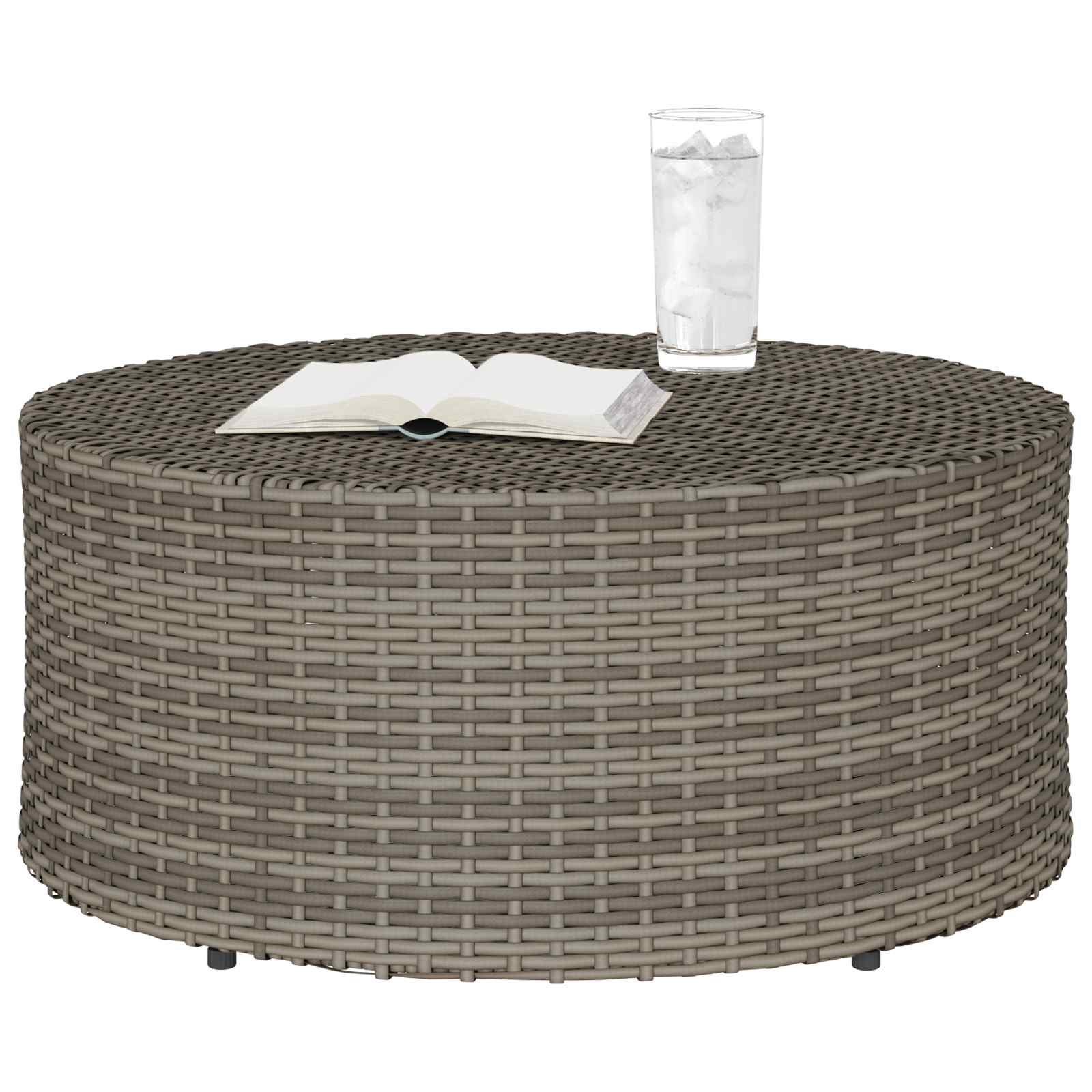 vidaXL Zewnętrzny stół kawowy Szary Ø 68 x 30 cm polirattan