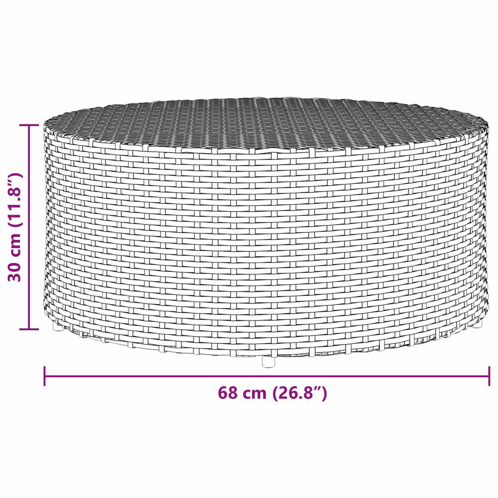 vidaXL Zewnętrzny stół kawowy Szary Ø 68 x 30 cm polirattan