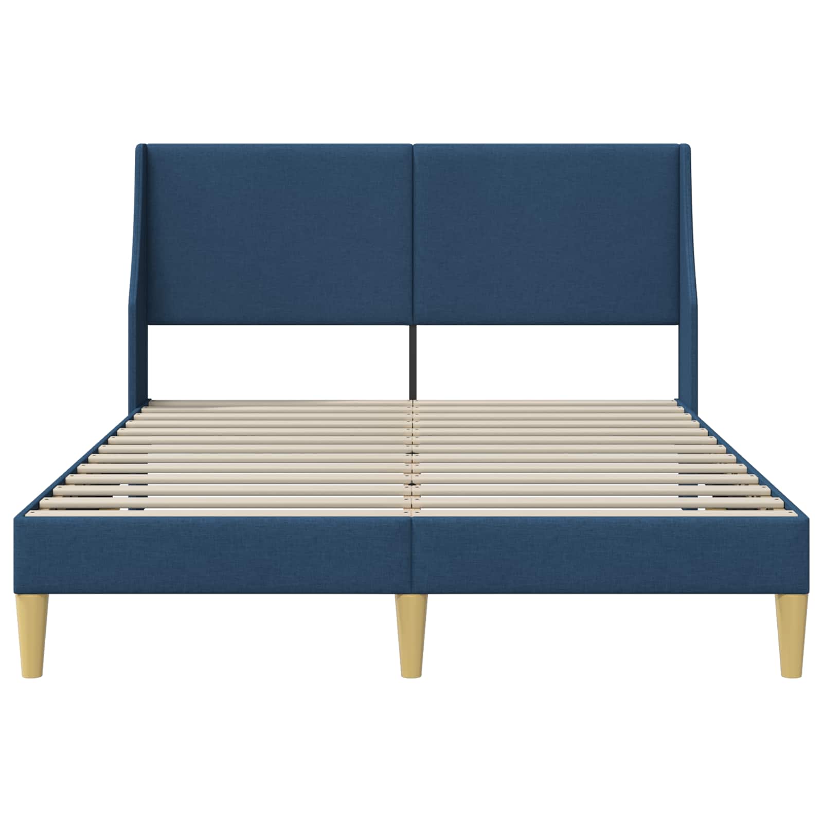 vidaXL Ramka łóżka Gładki Z zagłówkiem Niebieski 120 x 190 cm tkanina